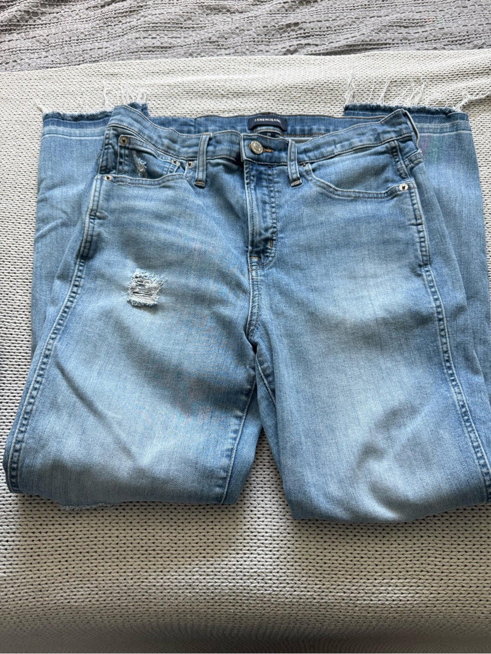 J. Crew Light Blue Skinny Jeans with Subtle Distress